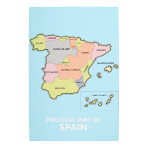 Impresión En Metal Mapa político de España.