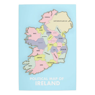 Impresión En Metal Mapa Político De Irlanda.