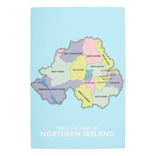 Impresión En Metal Mapa Político De Irlanda Del Norte.