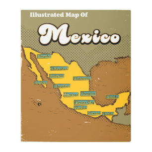 Impresión En Metal Mapa retro de México
