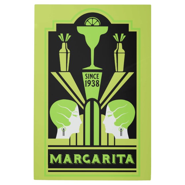 Impresión En Metal Margarita Art Deco Cocktail (Anverso)