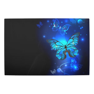 Impresión En Metal Mariposa morfo en el fondo oscuro