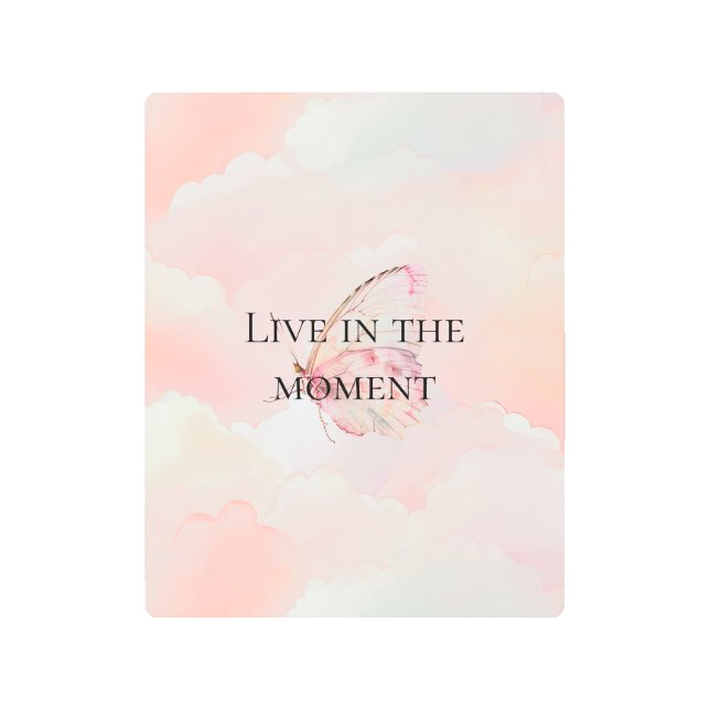 Impresión En Metal Mariposa Rosa bonito En Las Nubes (Anverso)