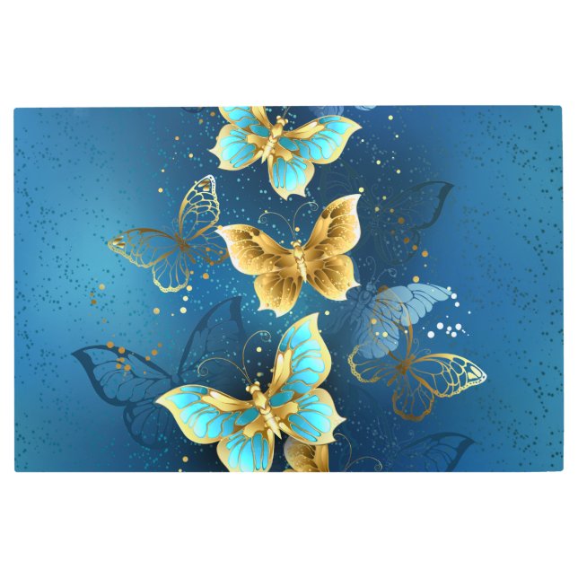 Impresión En Metal Mariposas doradas (Anverso)