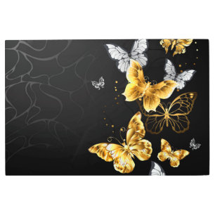 Impresión En Metal Mariposas doradas y blancas