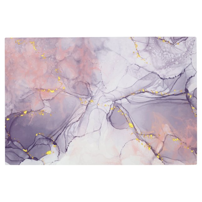 Impresión En Metal Mármol violeta y dorado (Anverso)