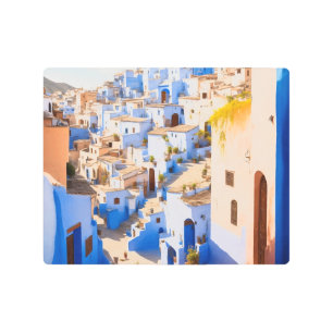Impresión En Metal Marruecos acuarela moderna foto de chefchaouen