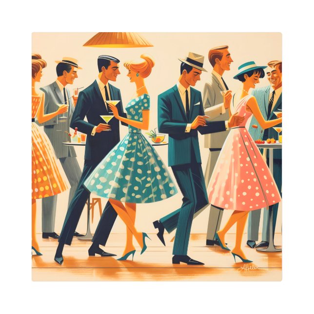 Impresión En Metal Martinis moderno de mediados del siglo Fiesta de c (Anverso)