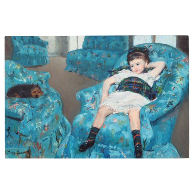Impresión En Metal Mary Cassatt - Niña pequeña en un sillón azul (Anverso)