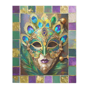 Impresión En Metal Máscara de plumas de pavo real de cerámica de oro 