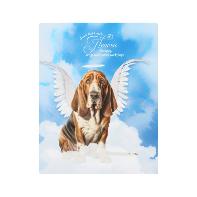Impresión En Metal Mascota memorial Basset honran nombre de perro Ang (Anverso)
