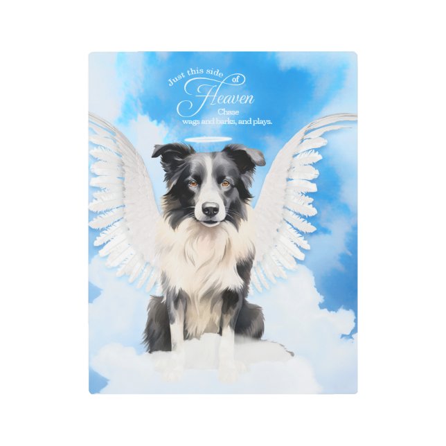 Impresión En Metal Mascota memorial en la frontera perro con nombre d (Anverso)