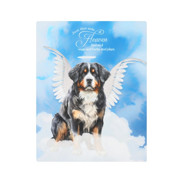 Impresión En Metal Mascota memorial Perro de Montaña Bernés con nombr (Anverso)