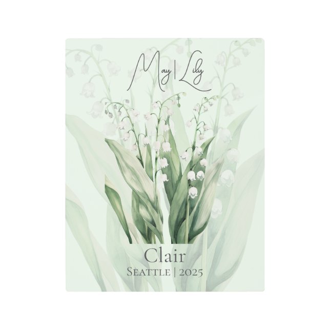 Impresión En Metal May Lily de la Flor de Nacimiento del Valle (Anverso)