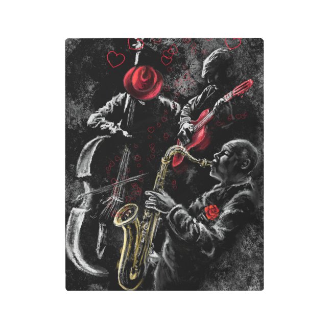 Impresión En Metal Me encanta la música jazz Metalizado (Anverso)