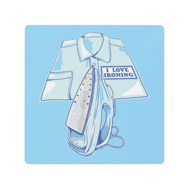 Impresión En Metal Me encanta planchar hierro gracioso (Anverso)