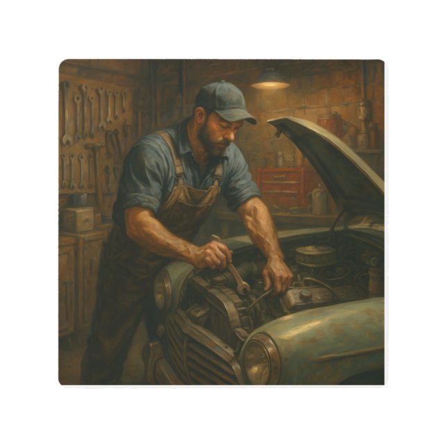 Impresión En Metal Mecánica de época en el trabajo - Pintura de aceit (Anverso)