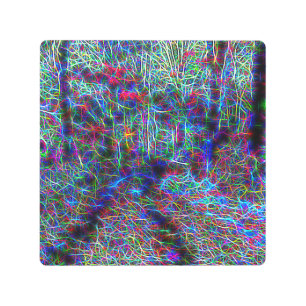 Impresión En Metal Medio de las luces neón del bosque