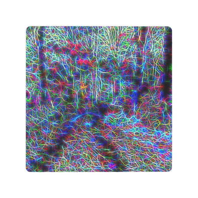 Impresión En Metal Medio de las luces neón del bosque (Anverso)