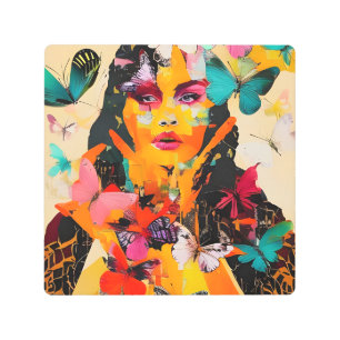 Impresión En Metal Medios mixtos de mujeres y mariposas