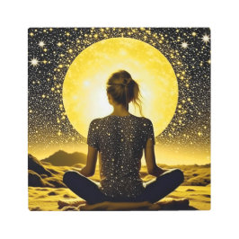 Impresión En Metal Meditación femenina bajo la luna celestial