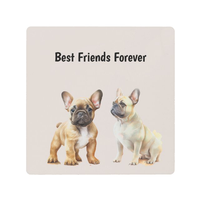 Impresión En Metal Mejor Amigos para Perros Frenchie (Anverso)