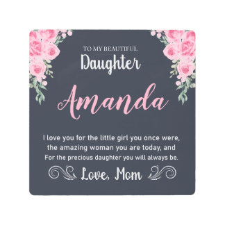 Impresión En Metal Mensaje Rosa de nombre personalizado para hija de 