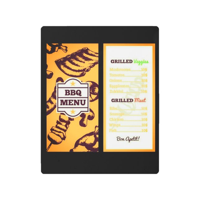 Impresión En Metal Menú Fun Backyard BBQ (Anverso)