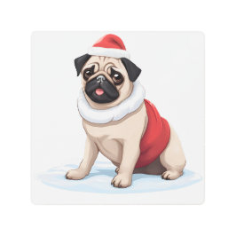 Impresión En Metal Merry Pugmas Cute Baby Santa Dog Mascota Love