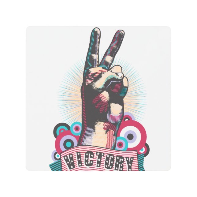 Impresión En Metal Metal Wall Art Victory Peace & Love Pop-Art Design (Anverso)
