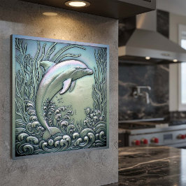 Impresión En Metal Metallic Iridescent Dolphin D1223