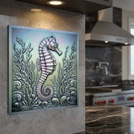 Impresión En Metal Metallic Iridescent Seahorse D1223