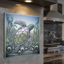 Impresión En Metal Metallic Iridescent Turtle D1223