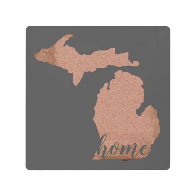 Impresión En Metal Michigan Silhouette Copper Gray (Anverso)