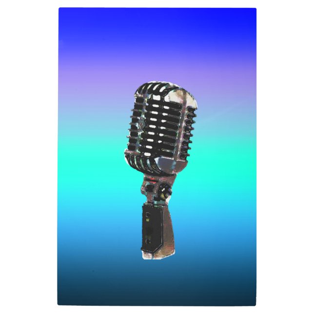 Impresión En Metal Micrófono rock and Roll (Anverso)