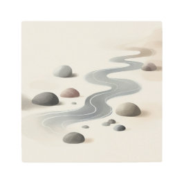 Impresión En Metal Minimal River Zen Wall Decor in Japandi Style