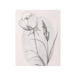Impresión En Metal Minimalist Botanical Flower Line Art Metal art