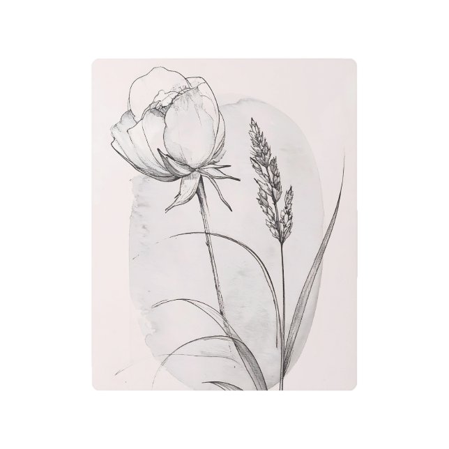 Impresión En Metal Minimalist Botanical Flower Line Art Metal art (Anverso)