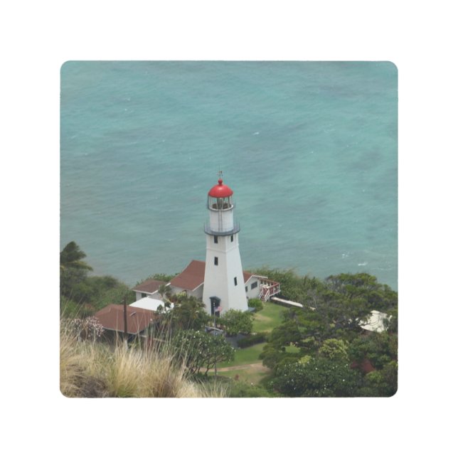 Impresión En Metal Mirando hacia abajo el faro de Diamond Head en un (Anverso)