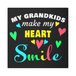 Impresión En Metal Mis nietos hacen sonreír mi corazón: Regalo de la 