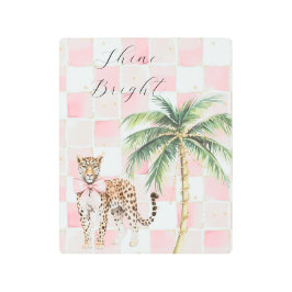 Impresión En Metal Moda Cuadrados rosados Palm Tree dorada