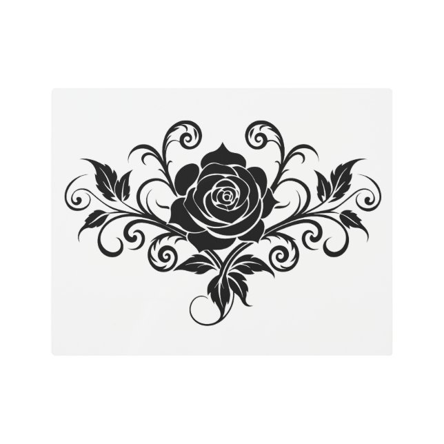 Impresión En Metal Modern Black Rose Printed Metal Artwork (Anverso)