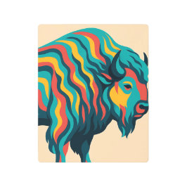 Impresión En Metal Modern Colorful Bison Metal Wall Art