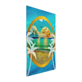 Impresión En Metal Moderna Playa Tropical Palm Trees Sunset Vacacione