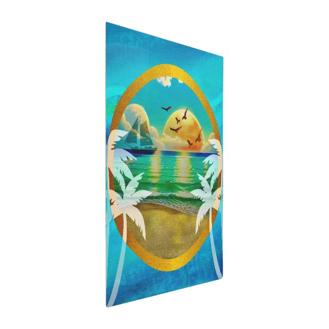 Impresión En Metal Moderna Playa Tropical Palm Trees Sunset Vacacione (3/4)