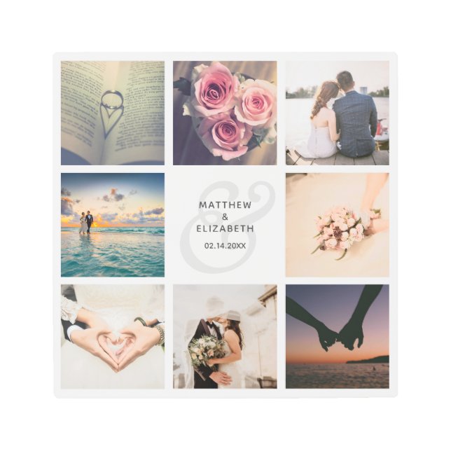 Impresión En Metal Moderno Collage de fotos elegante de Ampersand y B (Anverso)