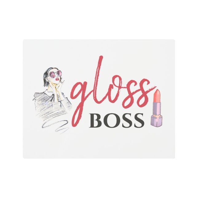 Impresión En Metal Moderno Gloss Boss Chica Black Red Funny Art (Anverso)