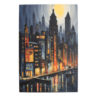 Impresión En Metal Moderno paisaje urbano nocturno - Cielo en Skyline