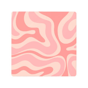 Impresión En Metal Moderno Retro Liquid Swirl Resumen Rubor Pink