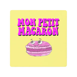 Impresión En Metal Mon Petit Macaron Retro Groovy Textos